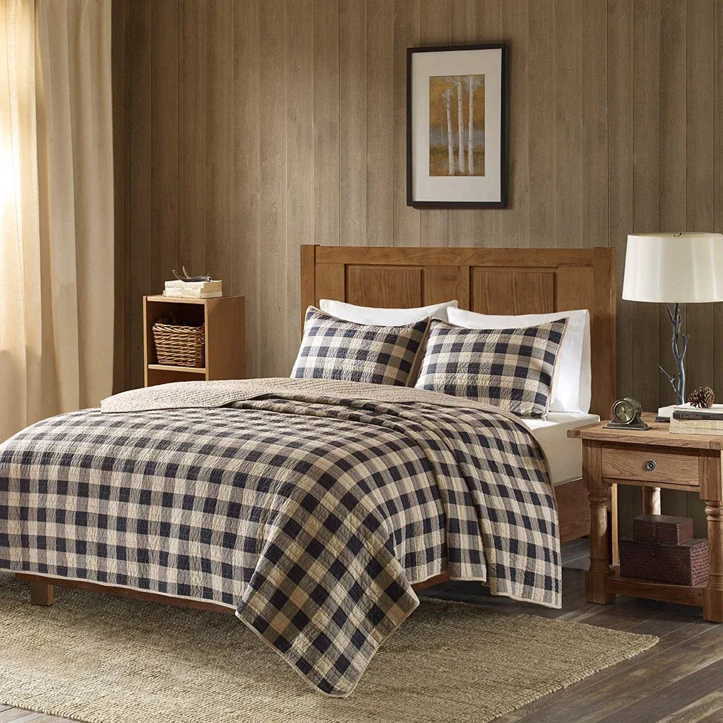 Check Oversized Quilt Mini Set - Tan - Gifts for You 'n Me