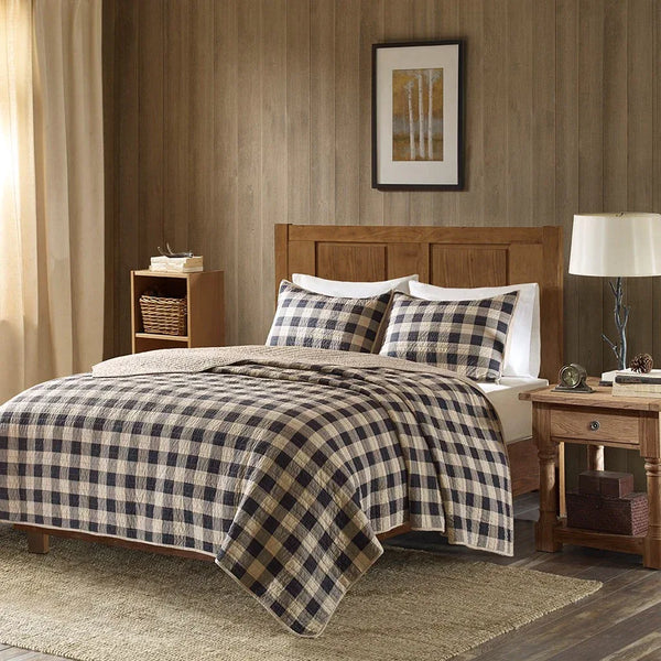 Check Oversized Quilt Mini Set - Tan - Gifts for You 'n Me