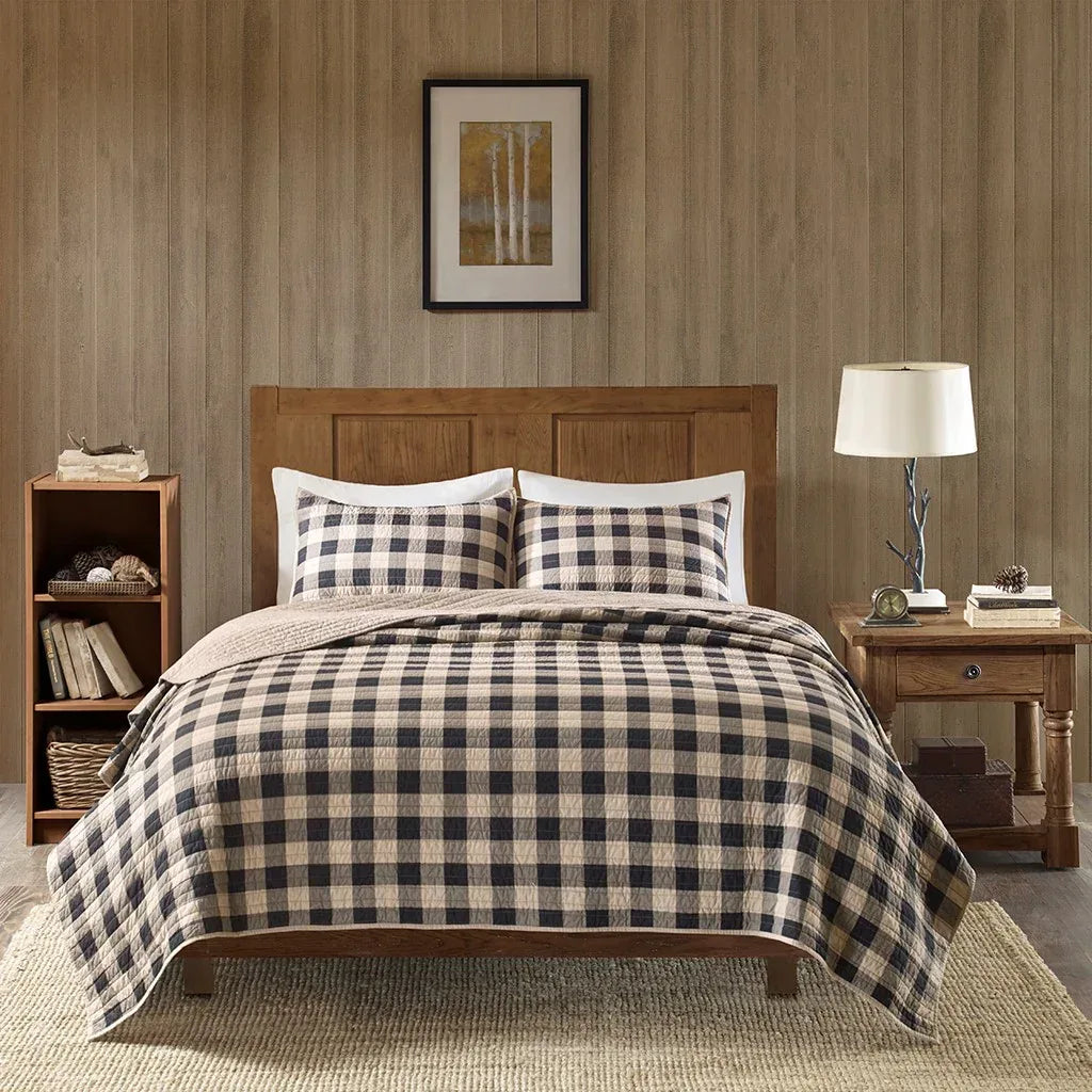 Check Oversized Quilt Mini Set - Tan - Gifts for You 'n Me