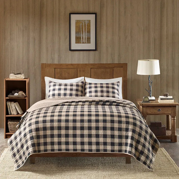 Check Oversized Quilt Mini Set - Tan - Gifts for You 'n Me