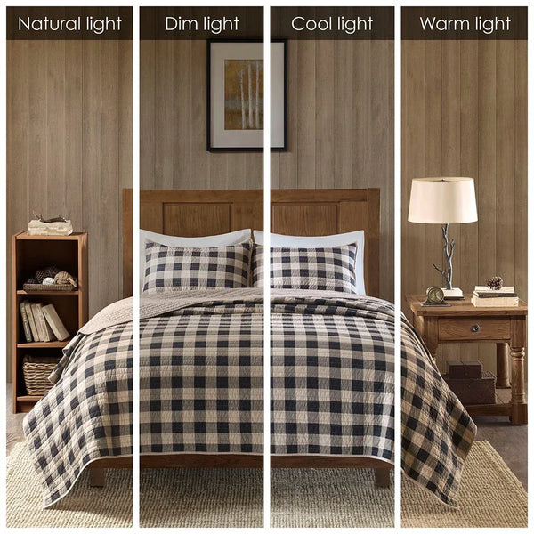 Check Oversized Quilt Mini Set - Tan - Gifts for You 'n Me