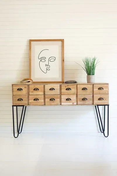 Chest Of 12 Wooden Drawers With Iron Legs - KALALOU - Gifts for You 'n Me