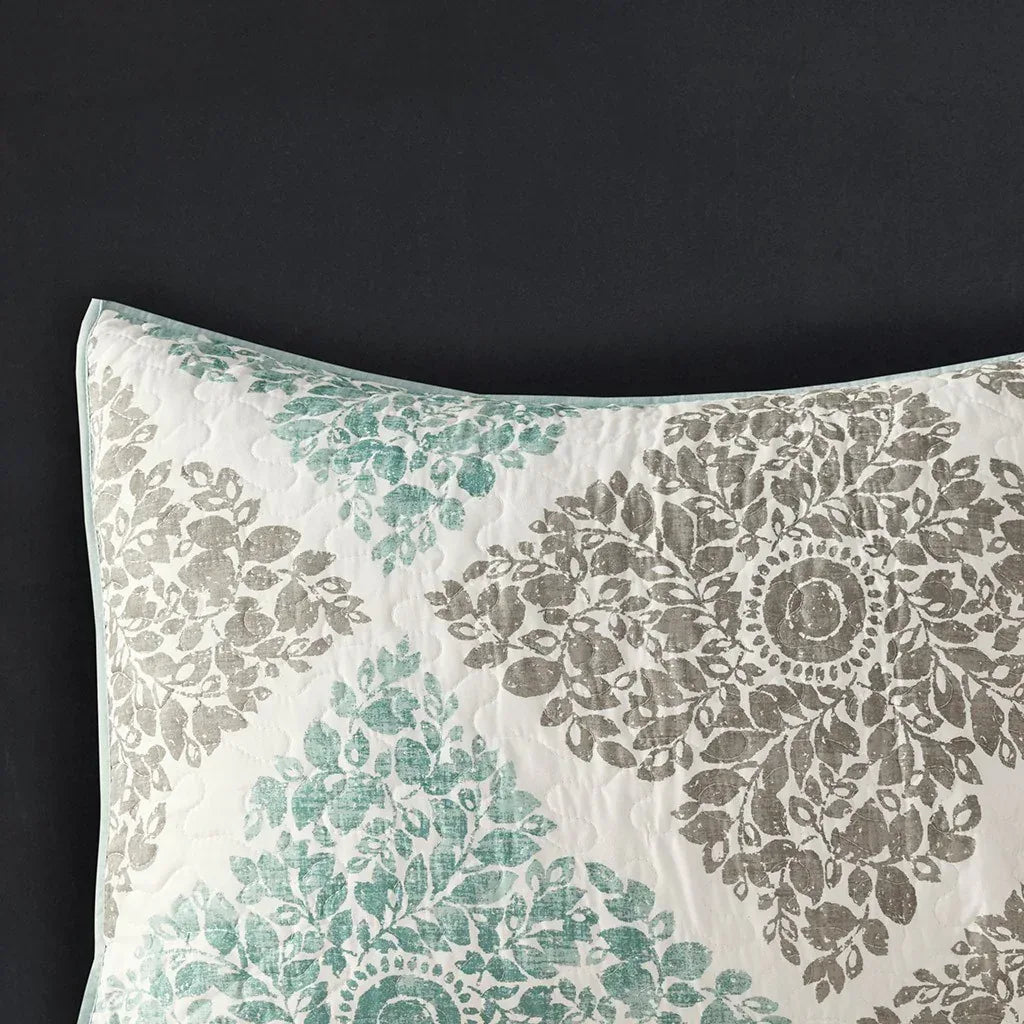 Claire 6 Piece Reversible Coverlet Set - Aqua - Gifts for You 'n Me