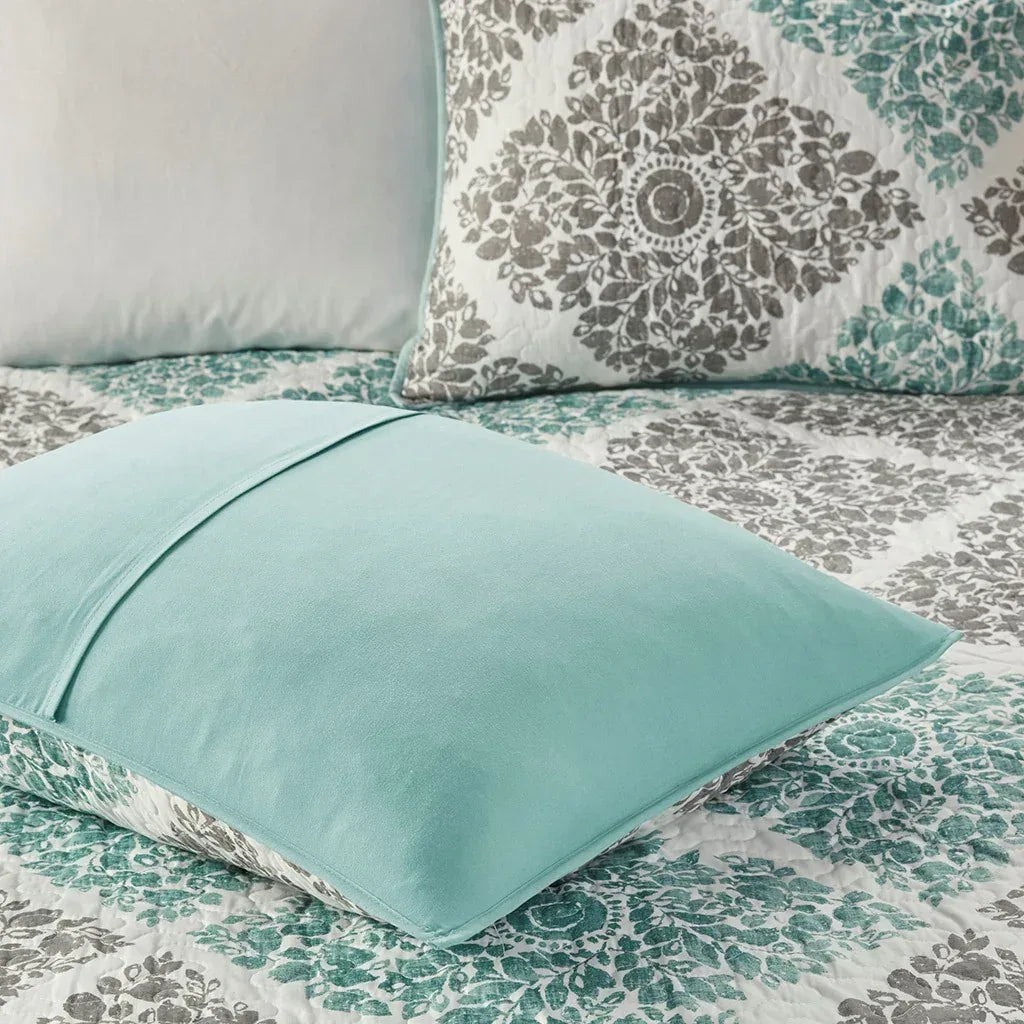 Claire 6 Piece Reversible Coverlet Set - Aqua - Gifts for You 'n Me