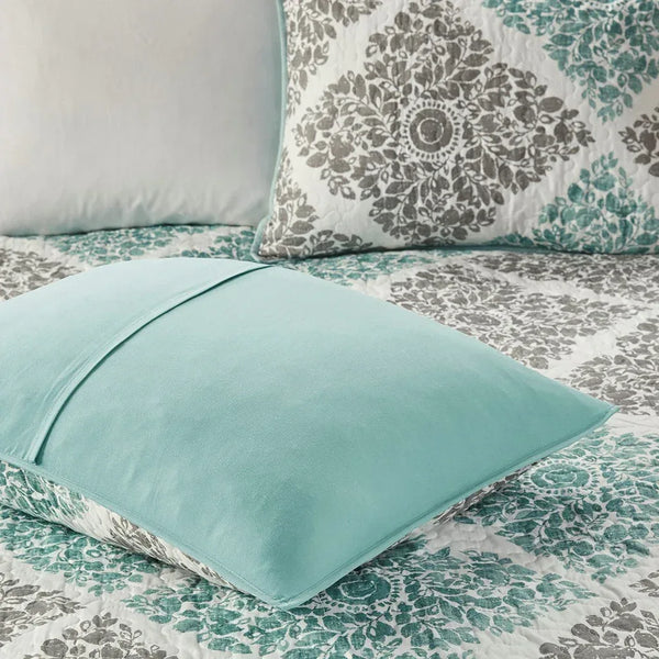 Claire 6 Piece Reversible Coverlet Set - Aqua - Gifts for You 'n Me