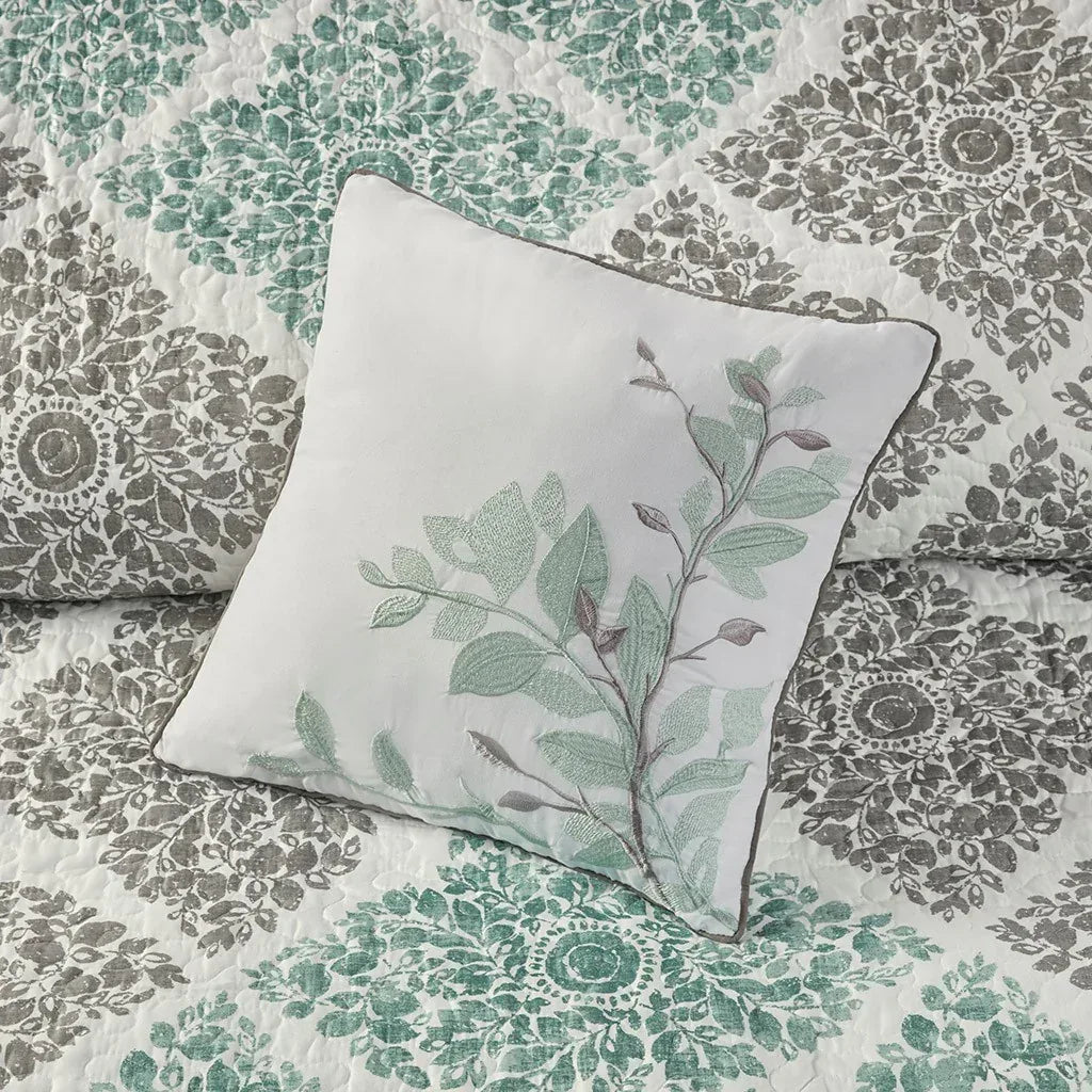 Claire 6 Piece Reversible Coverlet Set - Aqua - Gifts for You 'n Me