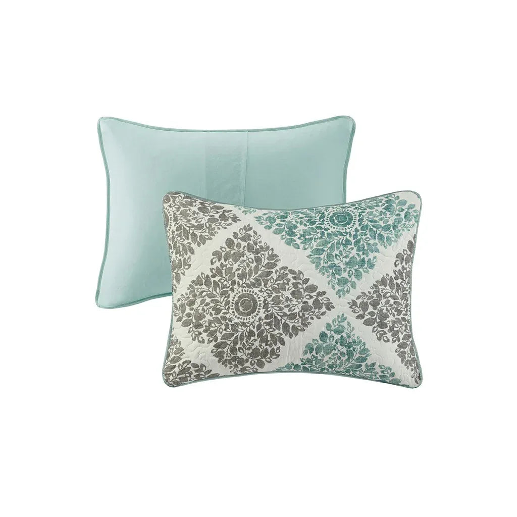 Claire 6 Piece Reversible Coverlet Set - Aqua - Gifts for You 'n Me