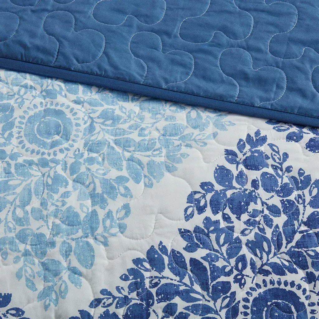 Claire 6 Piece Reversible Coverlet Set - Blue - Gifts for You 'n Me