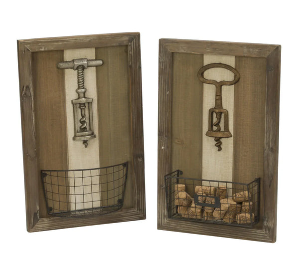 Corkscrew & Wire Basket Wall Art - Set of 2 - Gifts for You 'n Me