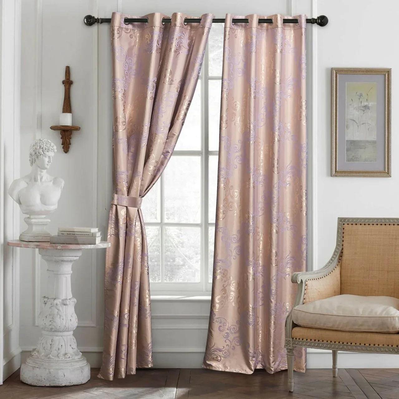 Curtains Damask Jacquard Grommet Semi-Blackout, Dolce-Mela: Montpellier 60x100