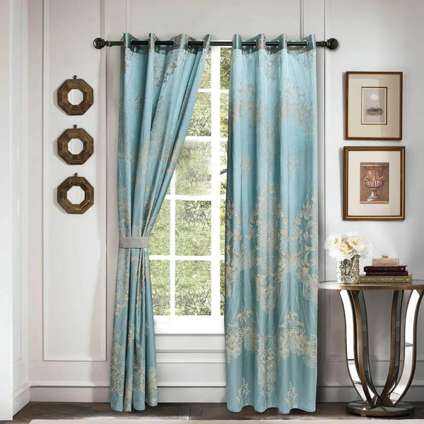 Curtains Damask Jacquard Grommet Semi-Blackout, Lille by Dolce-Mela 60x100