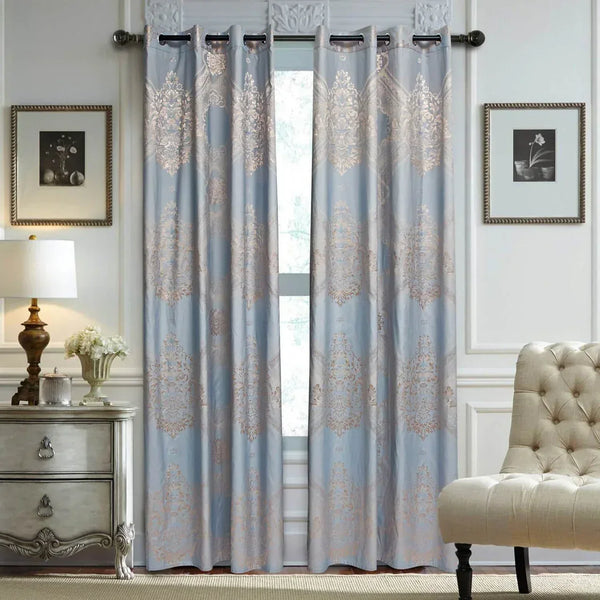 Curtains Damask Jacquard Grommet Semi-Blackout, Nantes by Dolce-Mela 60x100