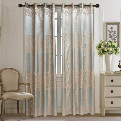 Curtains Damask Jacquard Grommet Semi-Blackout, Rouen by Dolce-Mela 60x100