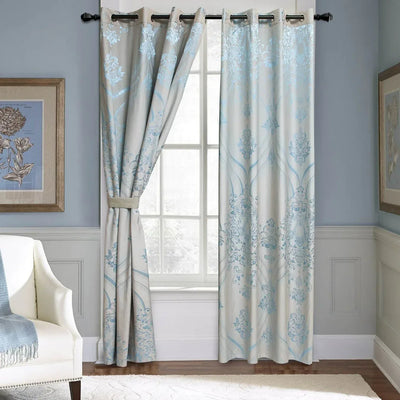 Curtains Damask Jacquard Grommet Semi-Blackout, Troyes by Dolce-Mela 60x100