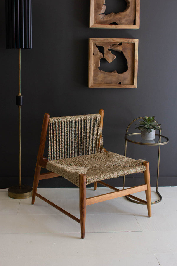 teak lounge chair with woven seat and back - Gifts for You 'n Me
