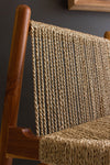 teak lounge chair with woven seat and back