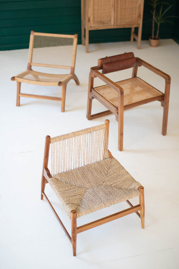 teak lounge chair with woven seat and back - Gifts for You 'n Me
