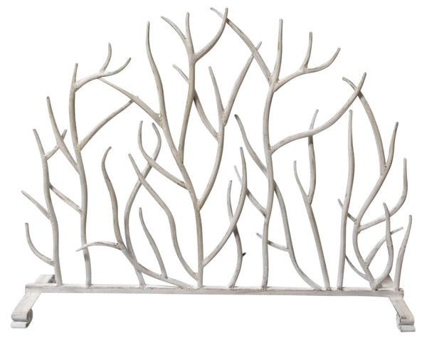 Antique White Iron Twig Fire Screen - Gifts for You 'n Me