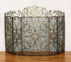 Large Five Panel Iron Scroll Fire Screen with Mesh Backing