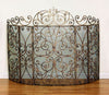 Large Five Panel Iron Scroll Fire Screen with Mesh Backing
