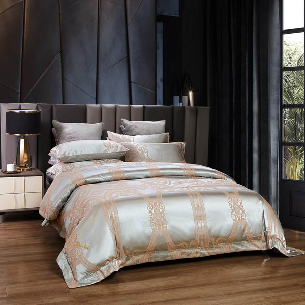 Dolce Mela 6 Pieces Luxury Jacquard Queen Size Duvet Cover Set - Rouen - Gifts for You 'n Me