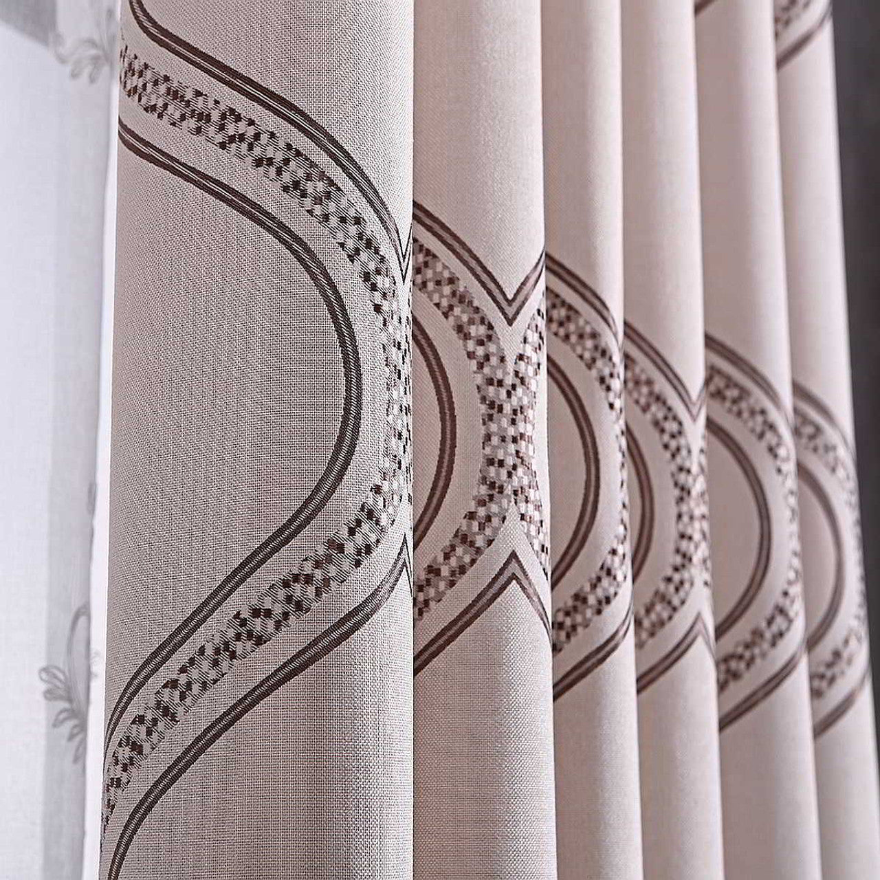 Geometric Grommet Curtains Thermal Semi-Blackout, Tall 60x100 Dolce Mela Monaco - Gifts for You 'n Me