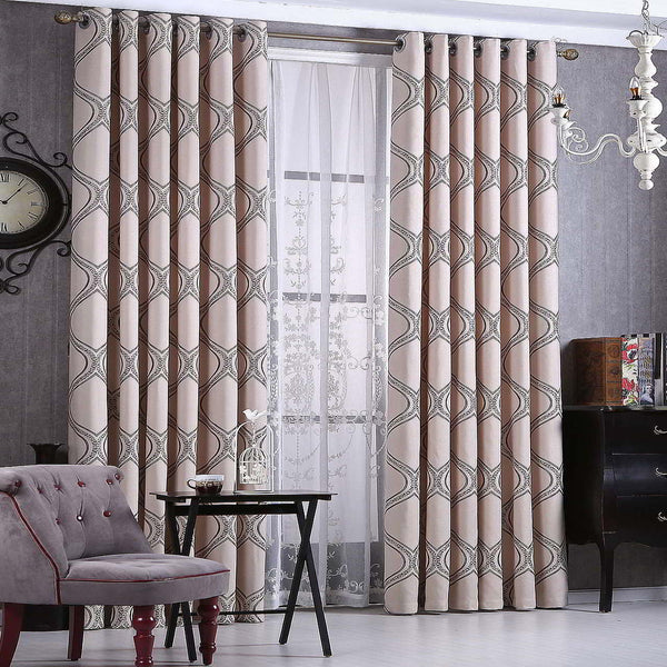 Geometric Grommet Curtains Thermal Semi-Blackout, Tall 60x100 Dolce Mela Monaco - Gifts for You 'n Me