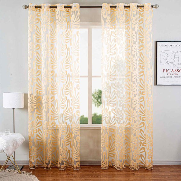 Sheer Curtain Panel Gold Window Treatments - Dolce Mela - Brussels 60x100