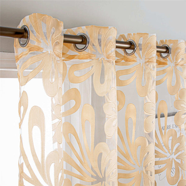 Sheer Curtain Panel Gold Window Treatments - Dolce Mela - Brussels 60x100