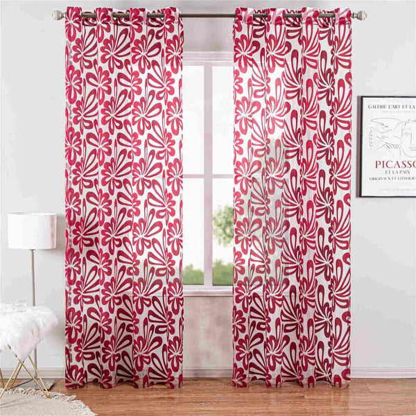 Red Window Sheer Curtains Panel, Tbilisi - Gifts for You 'n Me