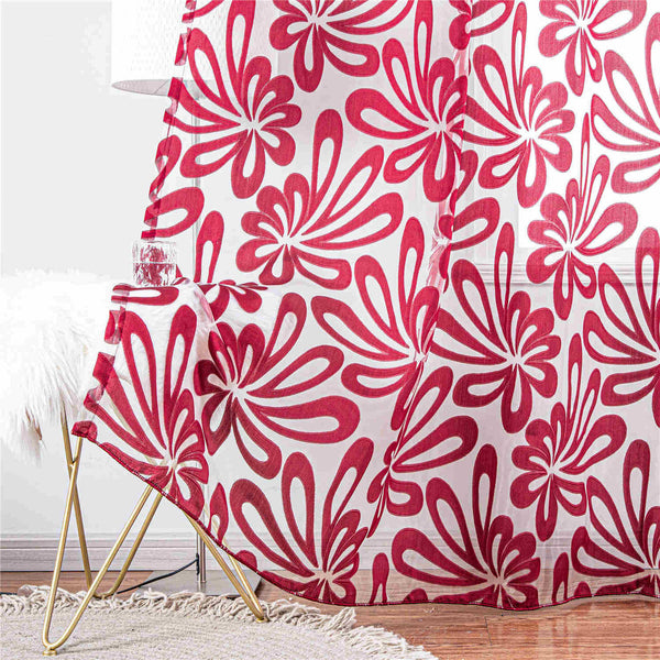 Red Window Sheer Curtains Panel, Tbilisi - Gifts for You 'n Me