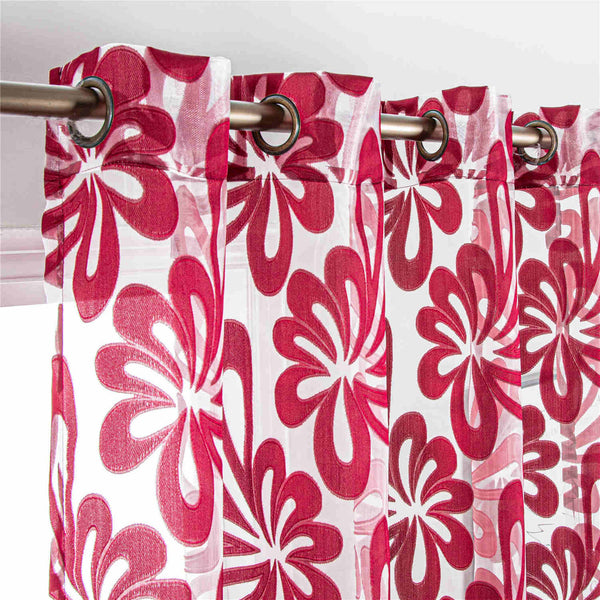 Red Window Sheer Curtains Panel, Tbilisi - Gifts for You 'n Me