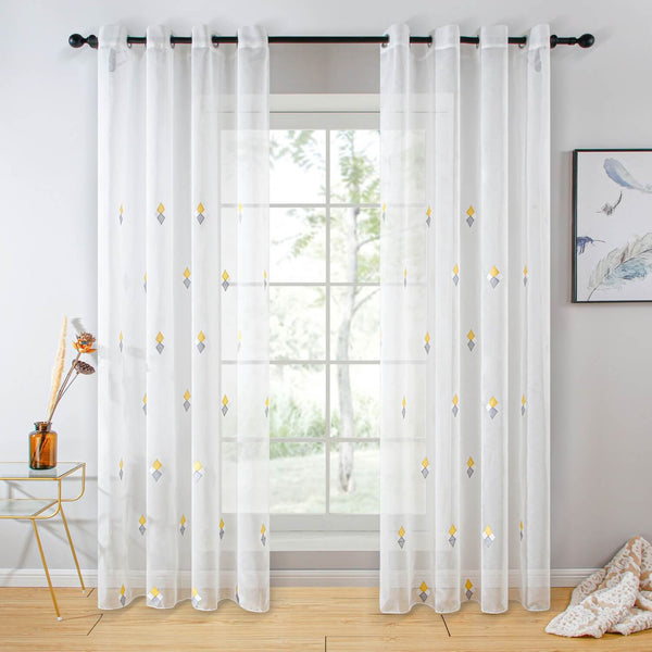 Sheer Curtain Panel White Window Treatments - Dolce Mela - Calabria 60x100