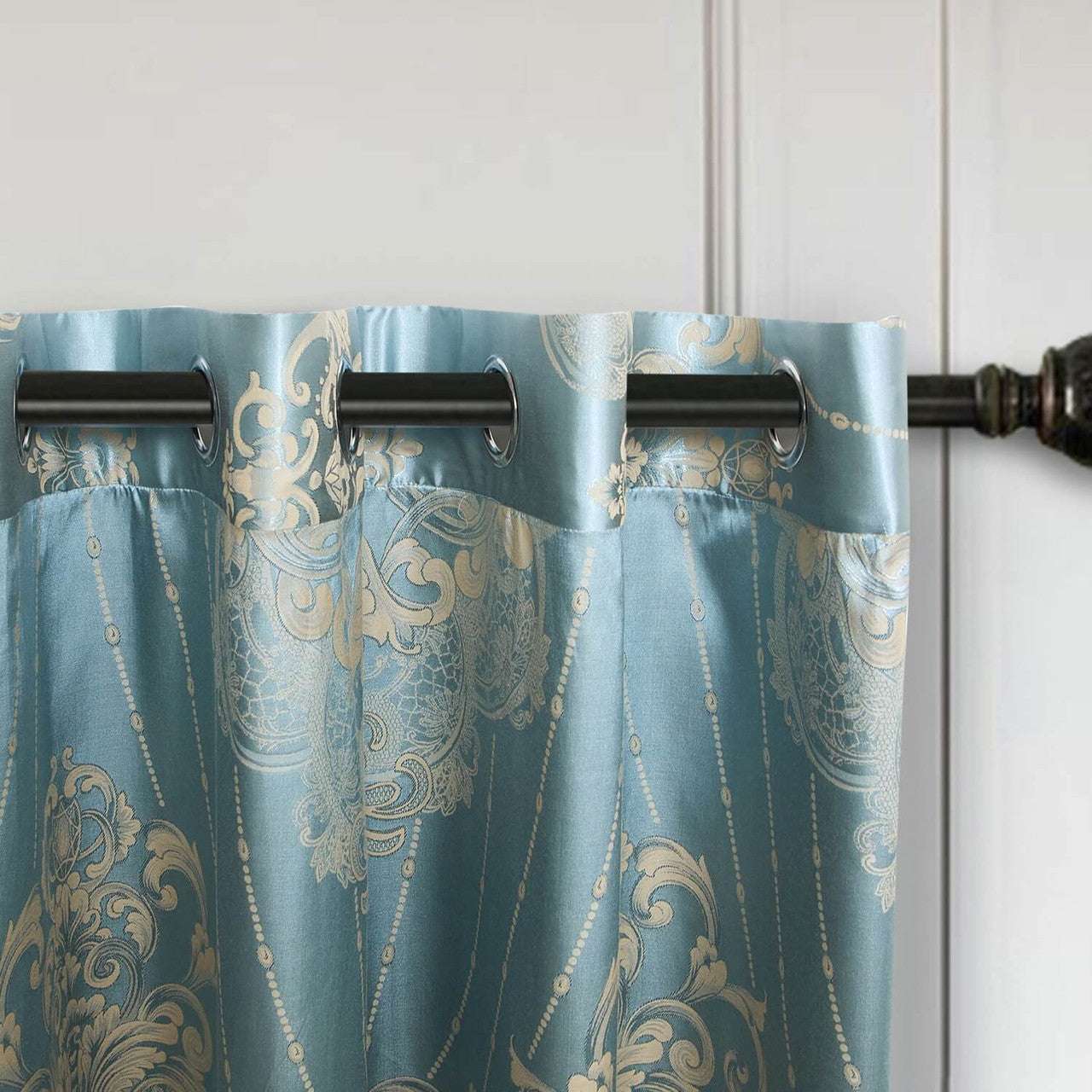 Curtains Damask Jacquard Grommet Semi-Blackout, Lille by Dolce-Mela 60x100