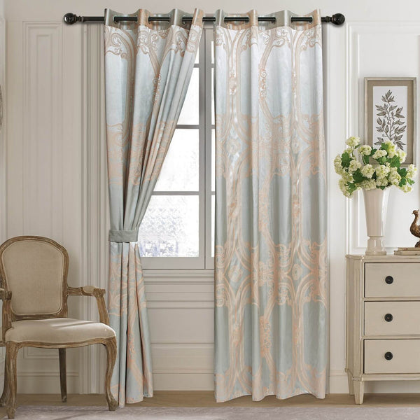 Curtains Damask Jacquard Grommet Semi-Blackout, Rouen by Dolce-Mela 60x100