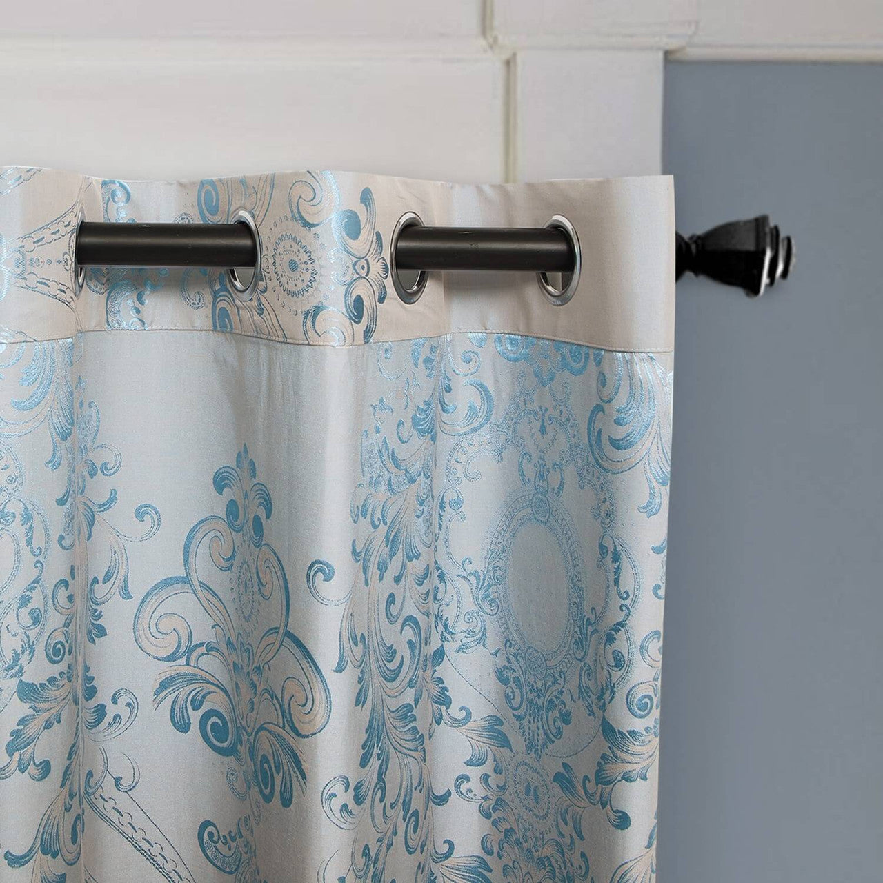 Curtains Damask Jacquard Grommet Semi-Blackout, Troyes by Dolce-Mela 60x100