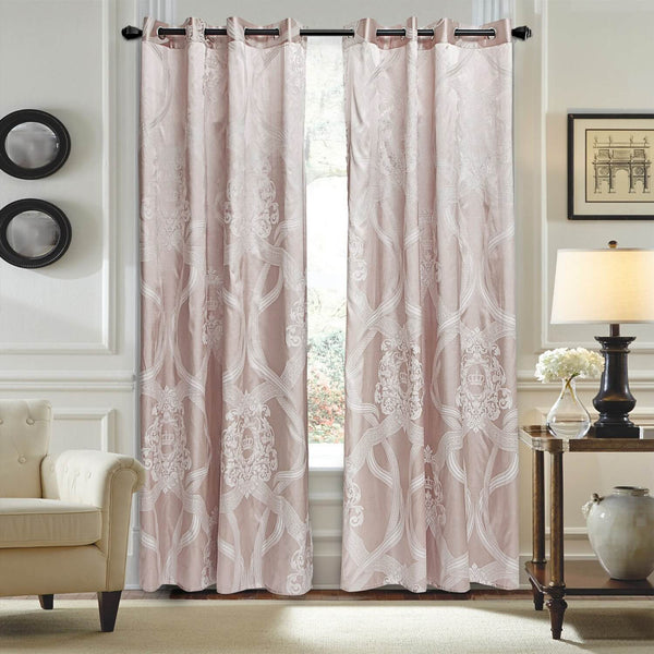 Curtains Damask Jacquard Grommet Semi-Blackout, Le-Harve by Dolce-Mela 60x100