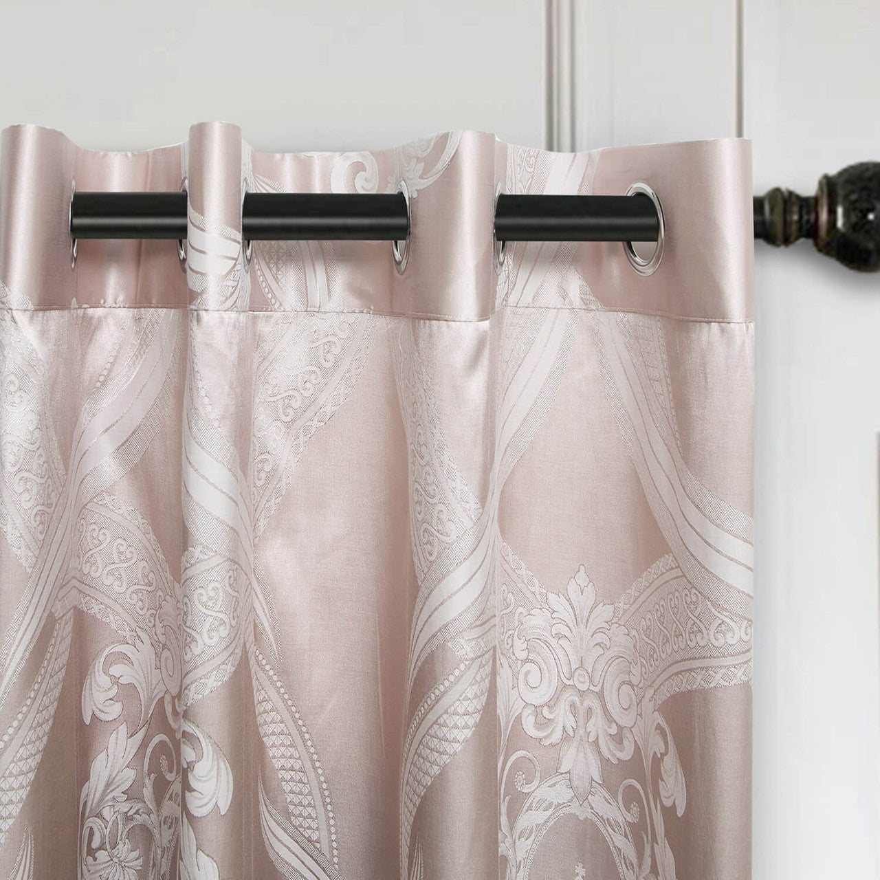 Curtains Damask Jacquard Grommet Semi-Blackout, Le-Harve by Dolce-Mela 60x100
