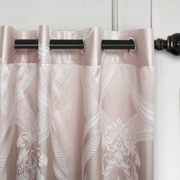 Curtains Damask Jacquard Grommet Semi-Blackout, Le-Harve by Dolce-Mela 60x100