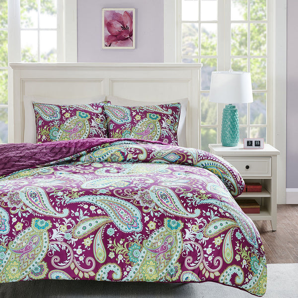 Melissa 2pcs. Reversible Purple Comforter Mini Set by Intelligent Design - Gifts for You 'n Me