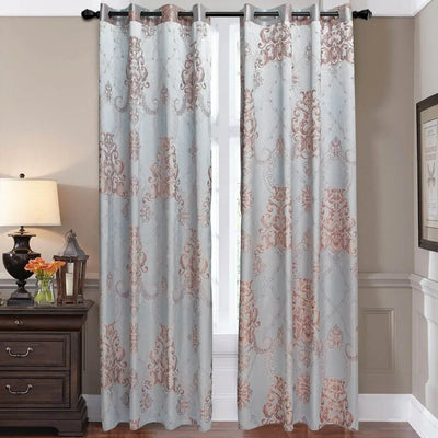 Damask Jacquard Grommet Semi-Blackout, Tall 60x100, Bordeaux by Dolce-Mela