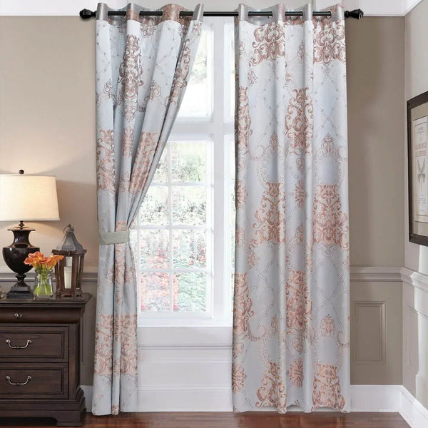 Damask Jacquard Grommet Semi-Blackout, Tall 60x100, Bordeaux by Dolce-Mela - Gifts for You 'n Me