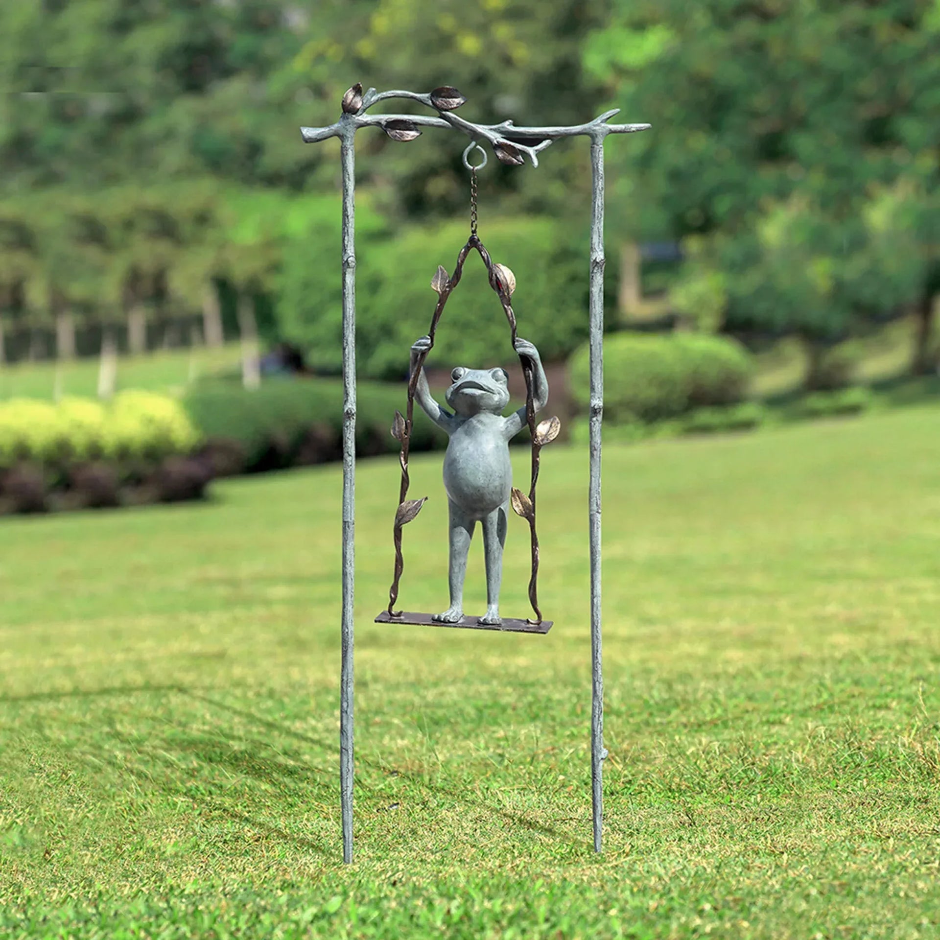 Daredevil Frog on Swing Garden Stake - Gifts for You 'n Me