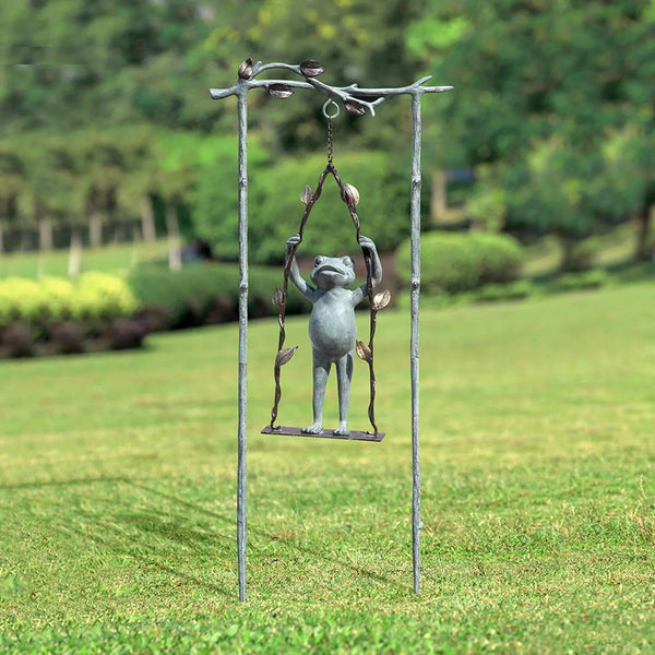 Daredevil Frog on Swing Garden Stake - Gifts for You 'n Me