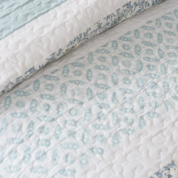 Dawn 6 Piece Cotton Percale Reversible Coverlet Set - Blue - Gifts for You 'n Me