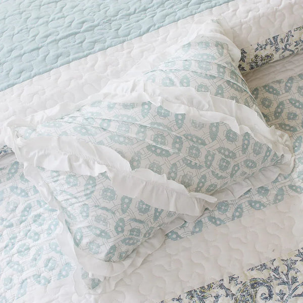 Dawn 6 Piece Cotton Percale Reversible Coverlet Set - Blue - Gifts for You 'n Me