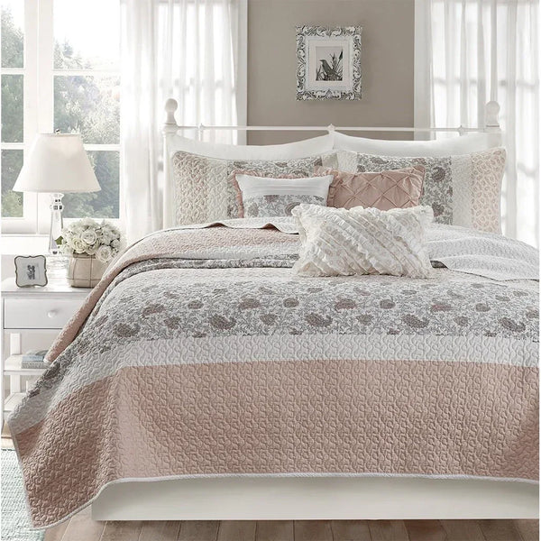 Dawn 6 Piece Cotton Percale Reversible Coverlet Set - Blush - Gifts for You 'n Me