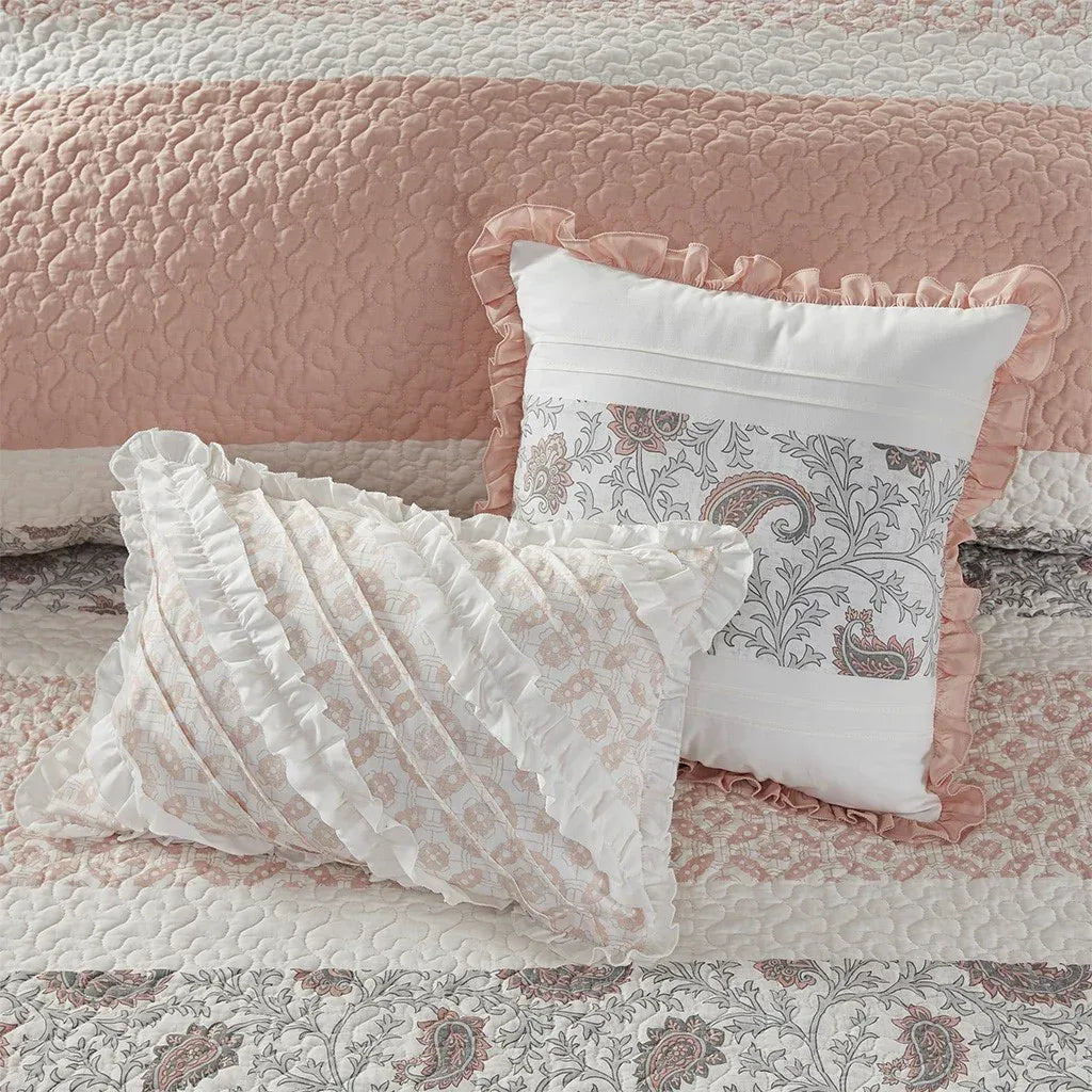 Dawn 6 Piece Cotton Percale Reversible Coverlet Set - Blush - Gifts for You 'n Me