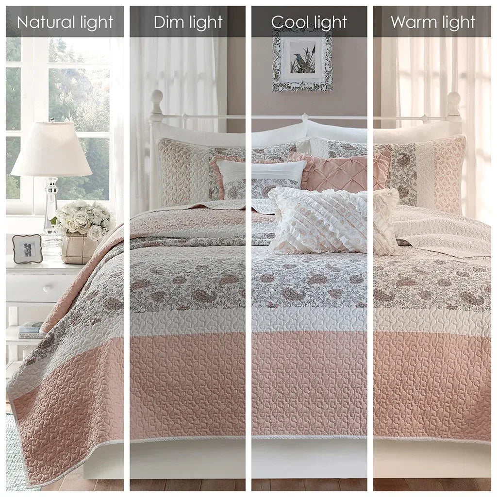 Dawn 6 Piece Cotton Percale Reversible Coverlet Set - Blush - Gifts for You 'n Me
