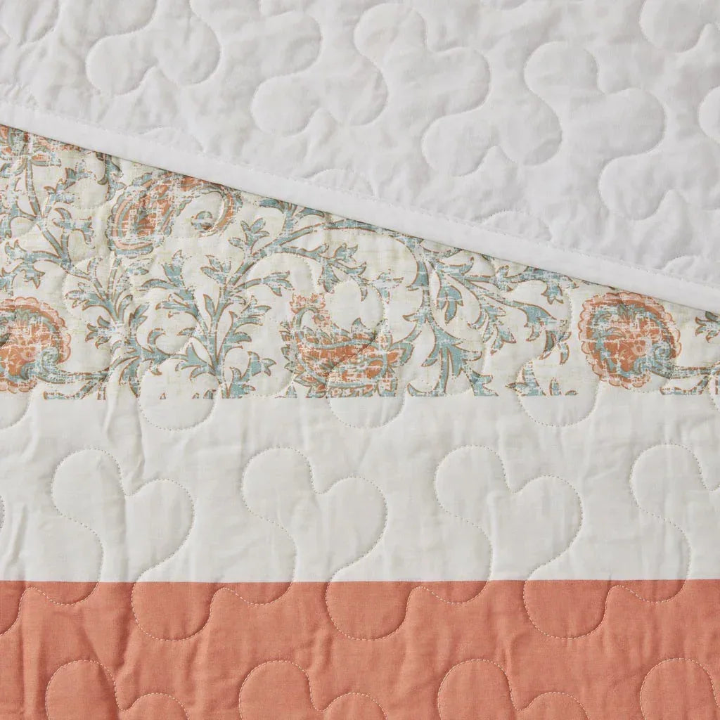 Dawn 6 Piece Cotton Percale Reversible Coverlet Set - Coral - Gifts for You 'n Me